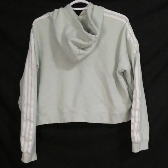 ADIDAS | large | Light Green Adidas Hoodie | White Stripes | Stitched Logo - Picture 3 of 16
